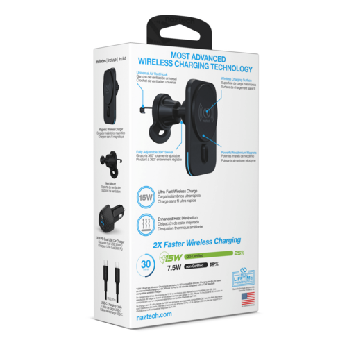 Naztech MagLock CAR 15W Magnetic Wireless Fast Charging Vent Mount