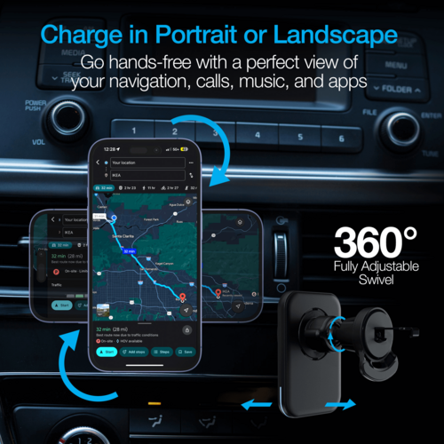 Naztech MagLock CAR 15W Magnetic Wireless Fast Charging Vent Mount