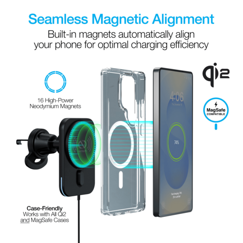 Naztech MagLock CAR 15W Magnetic Wireless Fast Charging Vent Mount